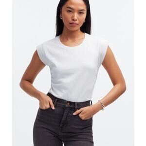 Madewell | NWT Side Cinch Muscle Tee White Cotton Top | Sz S
